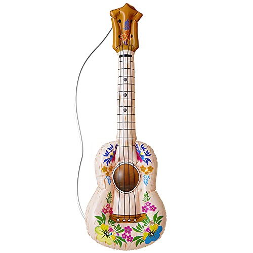 Widmann 0512H - Aufblasbare Flower-Power Gitarre, Länge circa 105 cm, Instrument, Luftgitarre, Mottoparty, Karneval von WIDMANN