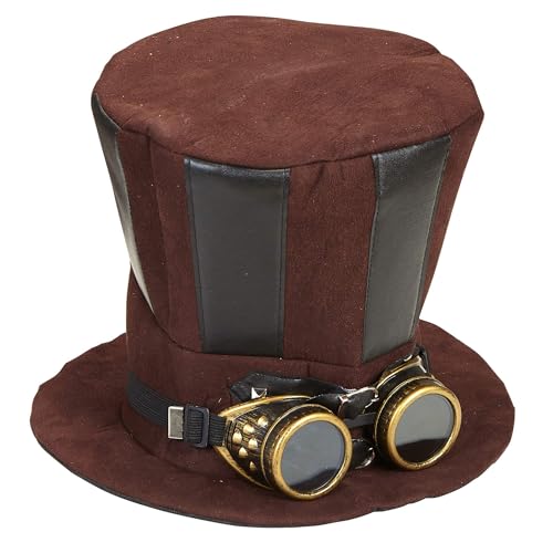 W WIDMANN MILANO Party Fashion 60813 - Zylinder Steampunk, mit Brille, Braun, Hut, Kopfschmuck, Accessoire, Mottoparty, Karneval von W WIDMANN MILANO Party Fashion