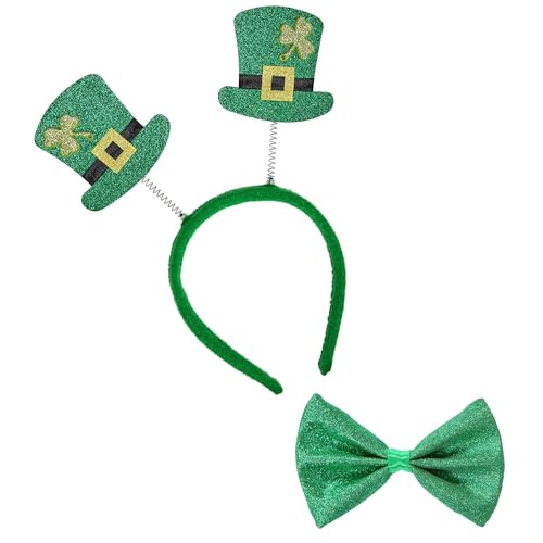 Widmann 07060 - Haarreif St. Patrick's Day und Fliege aus Glitter, Grün, Kopfschmuck, Karneval, Fasching, Mottoparty von W WIDMANN MILANO Party Fashion