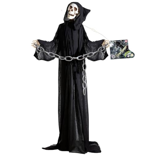 Widmann 01408 - Grim Reaper mit drehbarem leuchtendem Kopf und Ton, Sensenmann, Partydekoration, Halloween, Mottoparty, Karneval von W WIDMANN MILANO Party Fashion