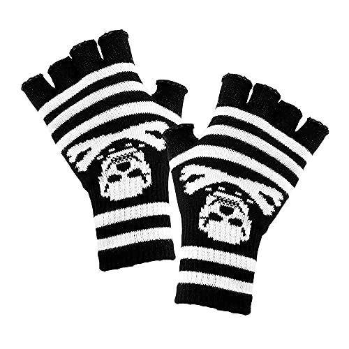 Widmann 02422 - Fingerlose Totenkopfhandschuhe, mit gekreuzten Knochen, Skelett, Halloween, Karneval, Mottoparty von W WIDMANN MILANO Party Fashion