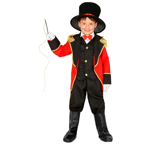 WIDMANN "RINGMASTER" (tailcoat with vest, mock shirt with bow tie, pants, boot covers, gloves) - (116 cm / 4-5 Years) WIDMANN "RINGMASTER" (tailcoat with vest, mock shirt with bow tie, pants, boot covers, gloves) - (116 cm / 4-5 Years) von W WIDMANN MILANO Party Fashion