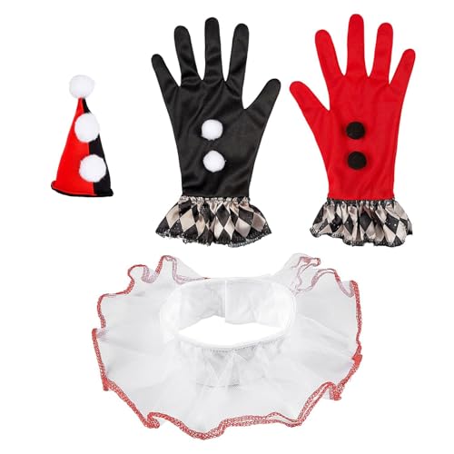 W WIDMANN MILANO Party Fashion 29340 - Verkleidungsset böser Harlekin, Minihut, Kragen, Handschuhe, Clown, Karneval, Mottoparty von W WIDMANN MILANO Party Fashion