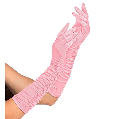 W WIDMANN MILANO Party Fashion - Geraffte Satin-Handschuhe mit Elasthan-Anteil, 1 Paar, Länge 44 cm, Accessoire, 20er Jahre, Karneval, Mottoparty von W WIDMANN MILANO Party Fashion