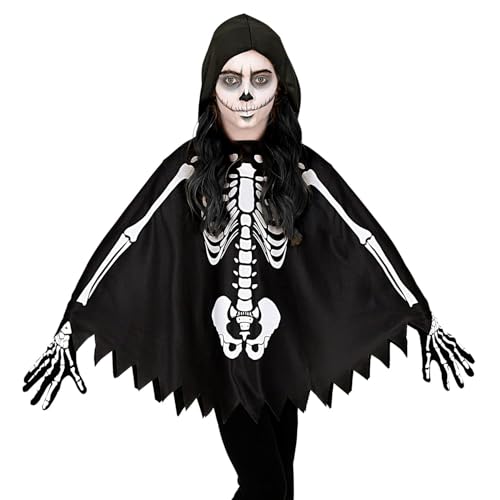 Widmann - Poncho für Kinder, Skelett, Knochen, Kostüm, Karneval, Halloween von W WIDMANN MILANO Party Fashion