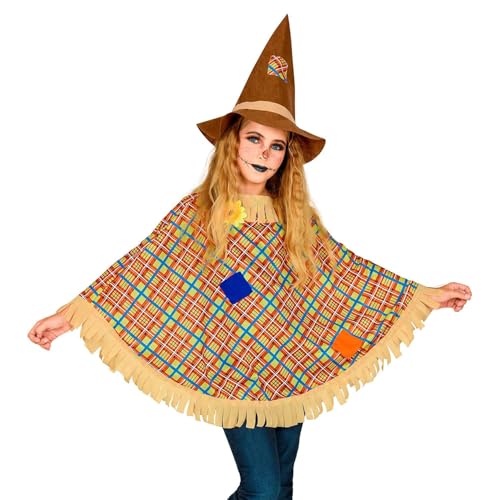 Widmann - Kinderkostüm Vogelscheuche, 2-teilig, Poncho und Hut, Umhang, Überwurf, Gewand, Kostüm-Set, Verkleidung, Mottoparty, Karneval, Halloween von W WIDMANN MILANO Party Fashion