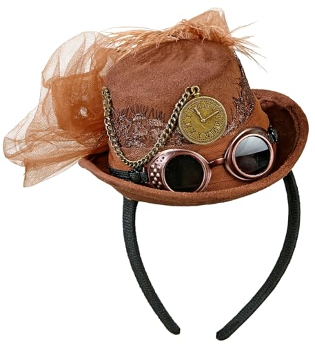 W WIDMANN MILANO Party Fashion 68562 - Haarreif mit Mini-Zylinder Steampunk, in Wildlederoptik, Retro, Mottoparty, Karneval von W WIDMANN MILANO Party Fashion