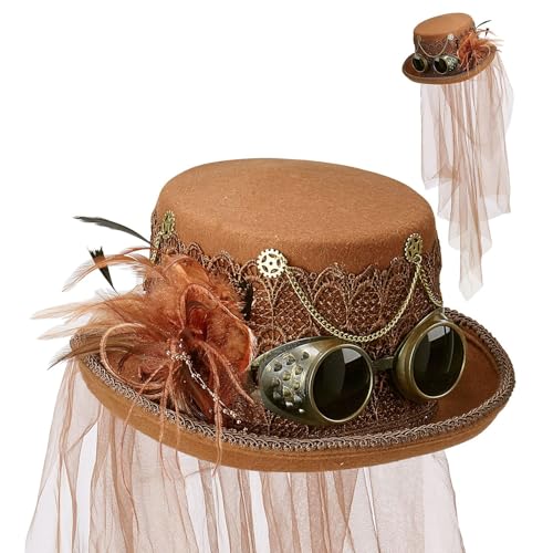 W WIDMANN MILANO Party Fashion 68564 - Zylinder Steampunk aus Filz, Hut, Retro, Mottoparty, Karneval von W WIDMANN MILANO Party Fashion