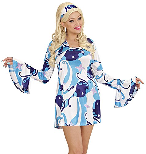 Widmann 70er Jahre Minikleid Hippie blau, Größe L von WIDMANN