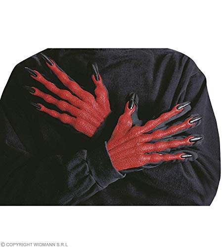 Widmann 8406H - Hexen-Handschuhe 3D, Rot-Schwarz, Halloween, Karneval, Mottoparty von W WIDMANN MILANO Party Fashion