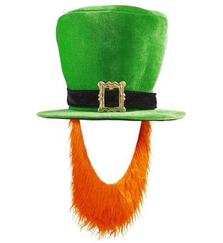 W WIDMANN MILANO Party Fashion 9508P - Grüner Zylinderhut mit Schnalle und rotem Bart, St. Patricks Day, Irland, Kobold, Hut, Kopfschmuck, Accessoire, Karneval, Mottoparty von W WIDMANN MILANO Party Fashion