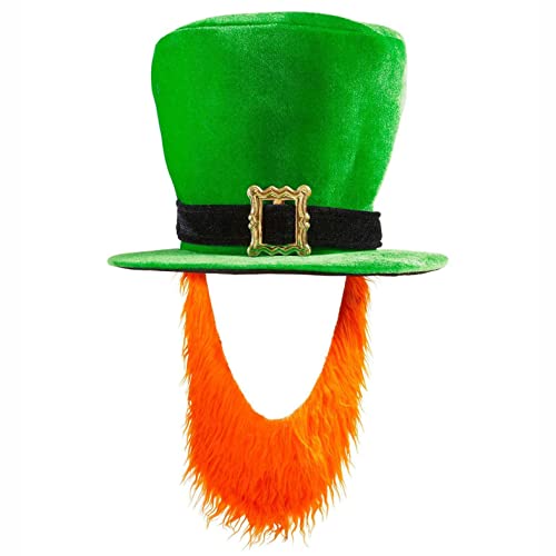 W WIDMANN MILANO Party Fashion 9508P - Grüner Zylinderhut mit Schnalle und rotem Bart, St. Patricks Day, Irland, Kobold, Hut, Kopfschmuck, Accessoire, Karneval, Mottoparty von W WIDMANN MILANO Party Fashion