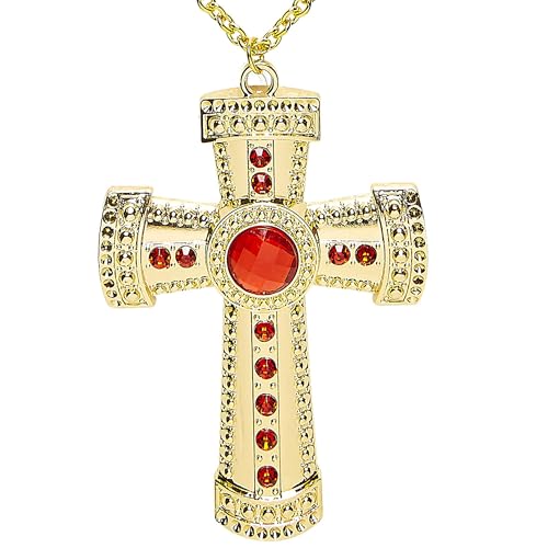 Widmann 95723 - Halskette mit Kreuz und Edelsteinen, Schmuck, Halsband, Priester, Bischöfe, Geistlicher, Karneval, Mottoparty von W WIDMANN MILANO Party Fashion