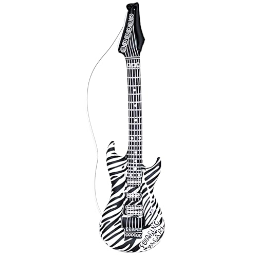 Widmann 23942 - Aufblasbare Gitarre, Zebra, Länge circa 105 cm, Musiker, Sänger, Karneval, Mottoparty von WIDMANN