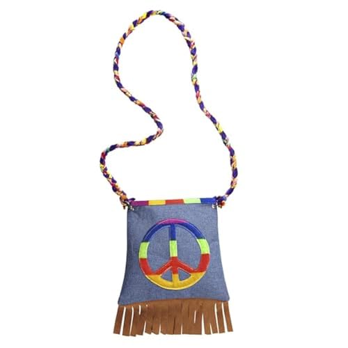 Widmann 9566H - Handtasche Hippie, Peace, mit Fransen, 60er Jahren, Accessoire, Kostüm, Karneval, Mottoparty von W WIDMANN MILANO Party Fashion