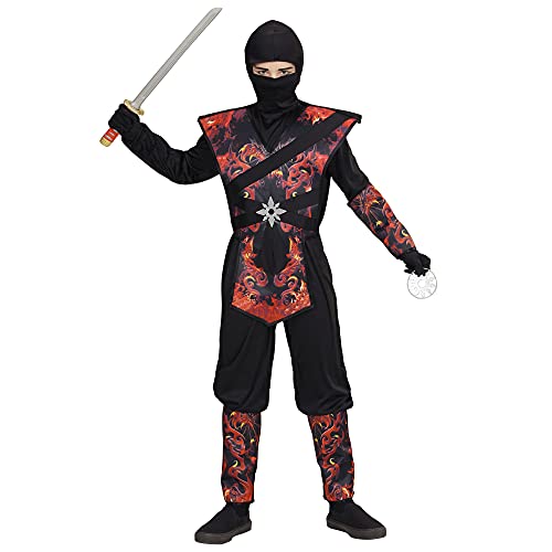 Widmann - Kinderkostüm Drachen Ninja in Flammen, Overall mit Brustpanzer, Maske, Karneval, Mottoparty von W WIDMANN MILANO Party Fashion