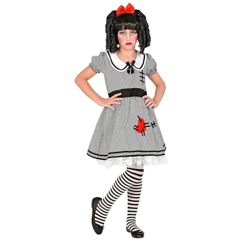 Widmann - Kinderkostüm Horror-Puppe, 2-teilig, Kleid mit Reifunterrock und Haarschleife, für Mädchen, Gothic, Dark Girl, Psycho, Grusel, Kostüm, Verkleidung, Mottoparty, Karneval, Halloween von W WIDMANN MILANO Party Fashion