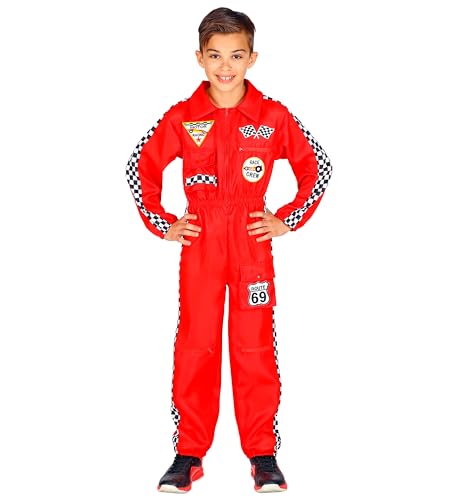 Widmann Rennfahrer Kostüm Overall Jumpsuit rot Anzug exklusiv (Kinder Overall, 158) von W WIDMANN MILANO Party Fashion