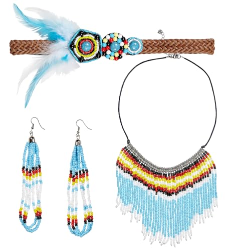 W WIDMANN MILANO Party Fashion 95720 - Indianerin Schmuck Set 3-teilig, Haarband, Ohrring und Kette, Mottoparty, Karneval von W WIDMANN MILANO Party Fashion