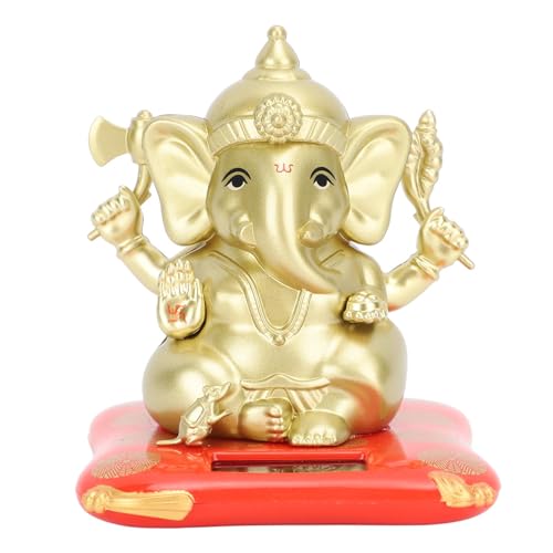 Auto Solar Wackelkopf Tanzen Spielzeug Indischer Elefant Gott Gold Spielspielzeug Hindu Lord Ganesh Idol Statue Ganesha Dekorativ von Wifehelper