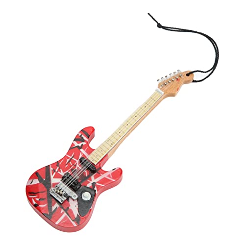 Holzgitarre, Miniatur-Gitarrenmodell, Feine Details, Rote Holzmaserung, für die Dekoration von Vitrinen von Wifehelper