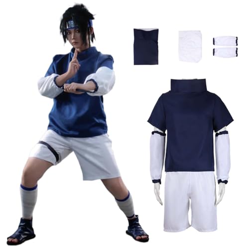 Wigbiu Anime Charakter Uchiha Sasuke Cosplay Kostüm für Kinder Erwachsene Frauen Kimono Outfit mit Ärmeln Accessoires Halloween Weihnachten Karneval Rollenspiel Kleidung (2XL) von Wigbiu