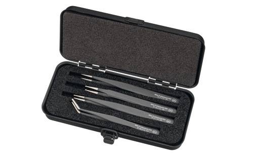 Wiha 32349 Pinzetten-Set 4teilig Spitz, Flach-breit, Abgerundet von Wiha