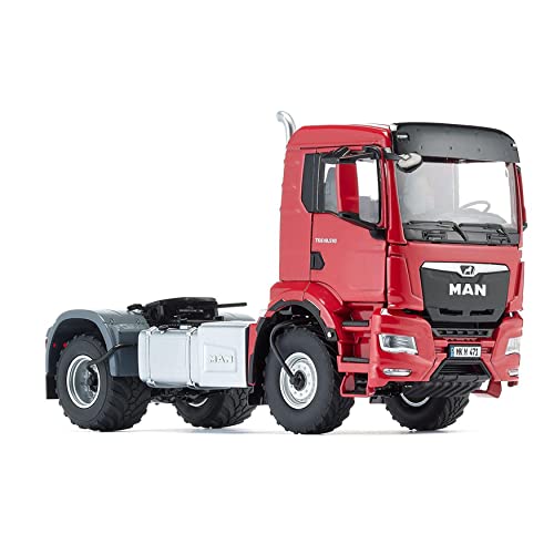 WIKING 077653 MAN TGS 18.510 4x4 BL 2-Achs Zugmaschine, Modell-Lkw, 1:32, Metall/Kunststoff, Ab 14 Jahre, Viele Funktionen, Inkl. Reifendruck-Regelanlage, Schwenkbarer Kühlergrill, Rot von Wiking