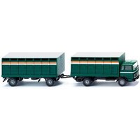 WIKING 056503 1:87 Viehtransporthängerzug (MB) - moosgrün von Wiking