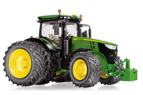 WIKING 077846 John Deere 7310R Modelltraktor mit Zwillingsbereifung, 1:32, Metall/Kunststoff, Ab 14 Jahre, Viele Funktionen, Wechselbare Räder, Motorhaube zum Öffnen, Bewegliche Sitze von Wiking