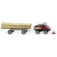 WIKING 087006 1:87 Unimog U 411 mit Langholzanhänger - braunrot von Wiking