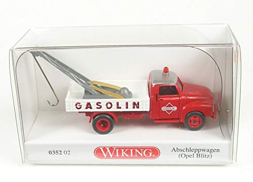 Wiking 035202 H0 Abschleppwagen (Opel Blitz) Gasolin rot weiss - Miniaturmodell Spur HO 1:87 - Kein Spielzeug!! von Wiking