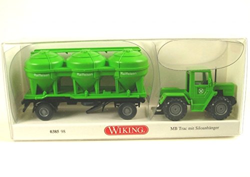 Wiking 038598 H0 Traktor mit Siloanhänger MB Trac mit Siloanhänger "Raiffeisen" Spur HO 1:87 von Wiking