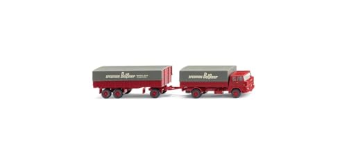 Wiking 041203 H0 LKW Modell Henschel Pritschenhängerzug HS 14/16 Spedition Beißner von Wiking