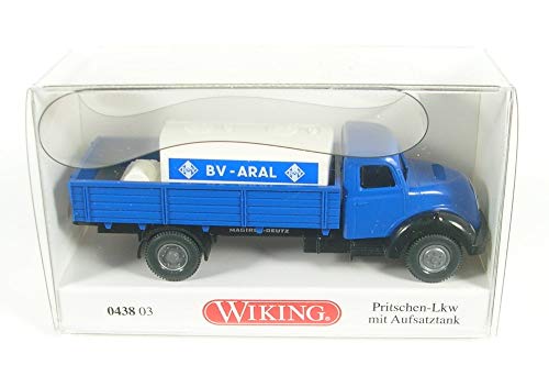 Wiking 043803 Pritschen-LKW m. Aufsatztank (Magirus Sirius) ARAL Spur H0 1:87 Miniaturmodell von Wiking