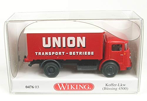 Wiking 047603 Koffer-LKW (Büssing 4500) "Union Transport" rot Spur HO 1:87 - Kein Spielzeug!! von Wiking