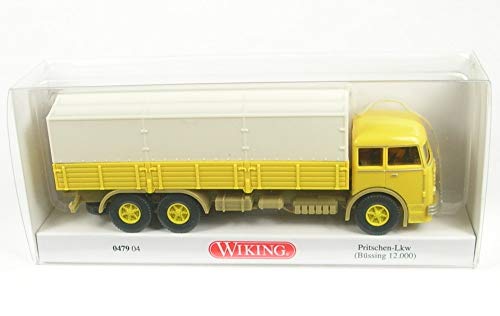 Wiking 047904 Pritschen-LKW (Büssing 12.000) senfgelb - Miniaturmodell 1:87 - Kein Spielzeug!! von Wiking