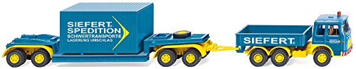 Wiking 050402 H0 Schwerlastzug (MAN 19.230) Siefert blau gelb Spur HO 1:87 von Wiking