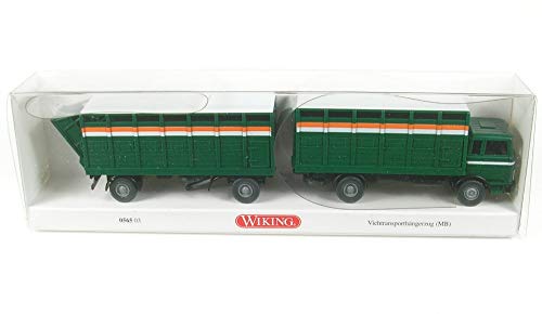 Wiking 056503 H0 Mercedes Benz Viehtransporthängerzug grün Spur HO 1:87 LKW mit Anhänger von Wiking