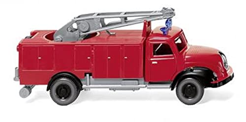 Wiking 062304 H0 Einsatzfahrzeug Modell Magirus Deutz Feuerwehr - Rüstwagen mit Metz-Kran von Wiking