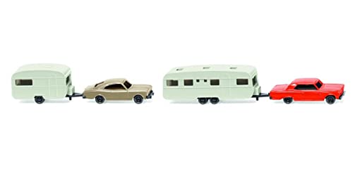 Wiking 092210 Spur N Opel, Chevrolet Wohnwagengespanne rot beige braun 2er 1:160 von Wiking