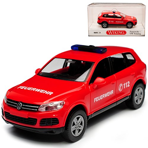 Wiking Volkwagen Touareg II Rot Feuerwehr 2. Generation Modell Ab 2010 H0 1/87 Modell Auto mit individiuellem Wunschkennzeichen von Wiking