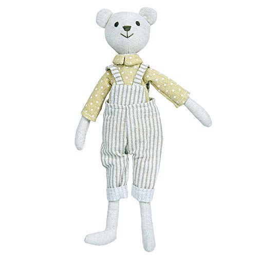 Wilberry - Linen - Bear in Dungarees Soft Toy - WB004222 von The Puppet Company