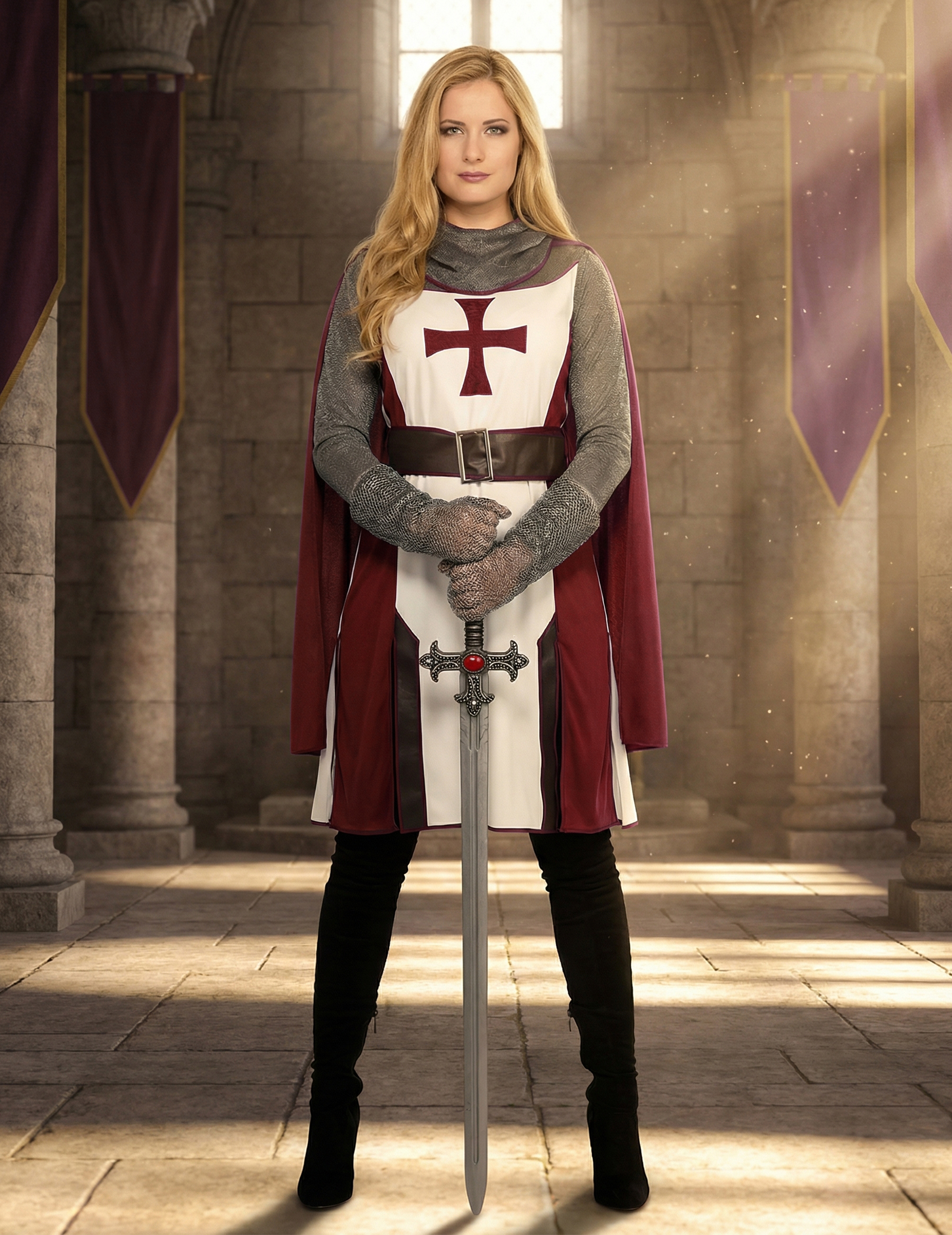 Ritterkostüm Templer Luxus Damen Weiß Rot Grau Braun Ritterkostüm Templer Luxus Damen Weiß Rot Grau Braun von Wilbers Karnaval BV