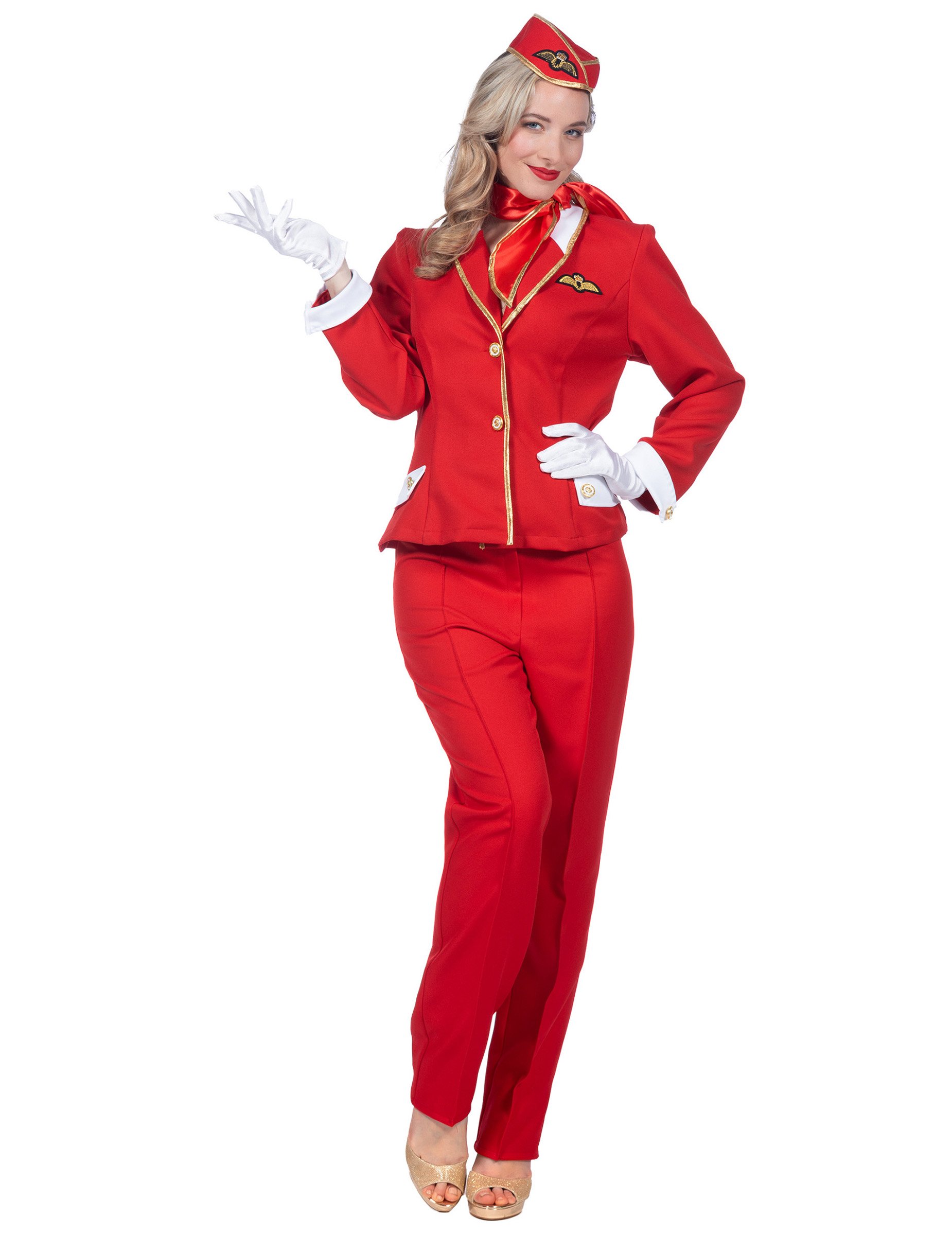 Stewardess Kostüm Deluxe für Damen Rot Stewardess Kostüm Deluxe für Damen Rot von Wilbers Karnaval BV