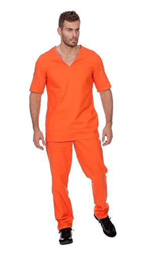 The Fantasy Tailors Str?flings-Kost?m Herren Orange Oberteil und Hose mit Gummizug Gauner Ganove Karneval Fasching Hochwertige Verkleidung Fastnacht Gr??e 58 Orange von Wilbers Karnaval BV