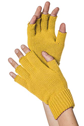 Strick-Handschuhe, fingerlos, Gelb von Wilbers