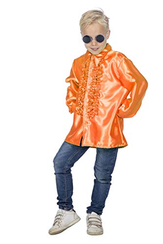 Wilbers&Wilbers Kinder Kostüm Disco Hemd Satinhemd Karneval Fasching orange Gr. 128 von WILBERS & WILBERS