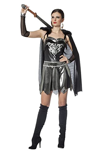 Kriegerin Kostüm Damenkostüme Damen Karneval Fasching Schwarz Silber, Gr. 36 von Wilbers