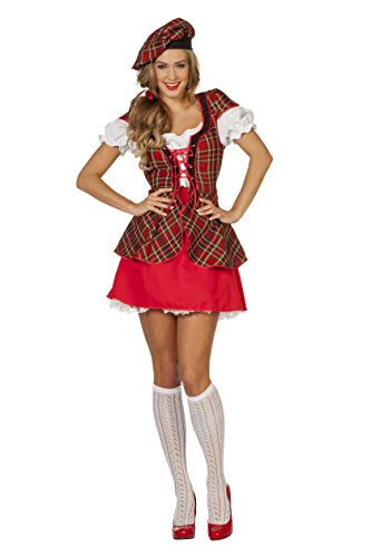 Schottin Kostüm Damenkostüme Damen Karneval Fasching Rot Weiß Schwarz von Wilbers